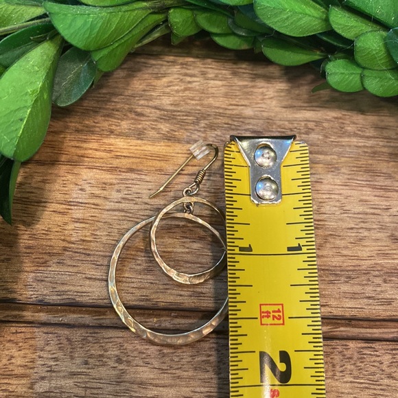 Hammered Double Hoop Earrings - Picture 2 of 3